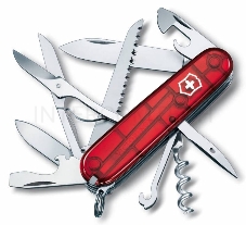 Нож перочинный Victorinox Huntsman (1.3713.T) 91мм 15функций красный полупрозначный карт.коробка