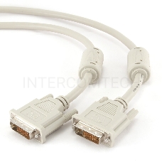 Кабель Кабель DVI-D dual link Gembird, 3.0м, 25M/25M, экран, феррит.кольца, пакет CC-DVI2-10)