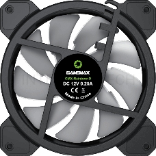 Кулер для корпуса ПК Gamemax FN-12Rainbow-D, 12CM ARGB Rainbow Fan, Dual rings+centre ARGB LEDs, 3pin+4Pin connector