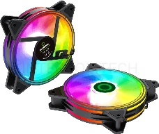 Комплект кулеров для корпуса ПК + контроллер вентиляторов/ Gamemax RQ300 kit, 3x12CM Rainbow ARGB fans, remote controller
