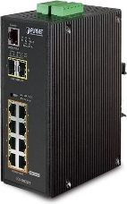 IGS-10020PT индустриальный PoE коммутатор для монтажа в DIN-рейку IP30 L2+ SNMP Manageable 8-Port Gigabit POE(Af) Switch + 2-Port Gigabit SFP Industrial Switch (-40 to 75 C), ERPS Ring Supported, 1588