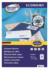 Этикетки Europe100 ELA001-100 ELA001 A4 38x21.2мм 65шт на листе/70г/м2/100л./белый матовое самоклей. универсальная