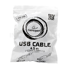 Кабель Gembird/Cablexpert CCF2-USB2-AMAF-15 USB 2.0  , AM/AF, 4.5м, экран, 2феррит.кольца, черный, пакет