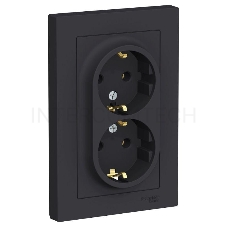Розетка 2-м ATLAS DESIGN с заземл. 16А в сборе карбон SchE ATN001024