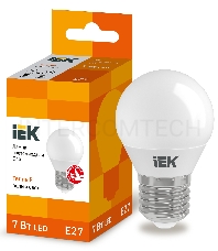 Лампа Iek LLE-G45-7-230-30-E27 светодиодная ECO G45 шар 7Вт 230В 3000К E27 IEK