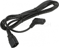 Кабель питания Hyperline PWC-IEC13A-IEC14-3.0-BK монитор-компьютер IEC 320 C13 (угловая) - IEC 320 C14 (3x1.0), 10A, прямая вилка, 3м, цвет черный