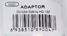 Переходник Aopen DVI-I --> VGA(15F) <ACA301>