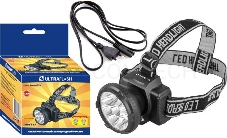 Фонарь налобный аккумуляторный LED 5363 (220В 9LED 2 режима; черн.) Ultraflash 11257