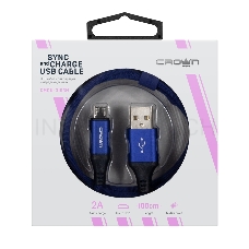 Кабель Crown USB - microUSB CMCU-3103M blue