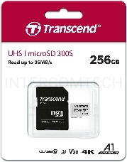 Флеш карта microSD 256GB Transcend microSDXC Class 10 UHS-I U3, V30, A1, (SD адаптер), TLC