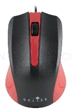 Мышь Oklick 225M черный/красный оптическая (1200dpi) USB (2but)