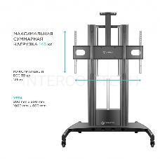 Стойка для телевизора с кронштейном ONKRON TS2210 55-100, мобильная, чёрная