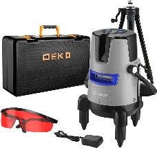 Уровень лазерный самовыравнивающийся в кейсе DEKO DKLL02RB PRO SET 2 PREMIUM со штативом 1 м { 2 линии, красный луч }