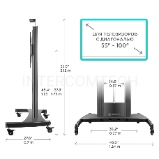 Стойка для телевизора с кронштейном ONKRON TS2210 55-100, мобильная, чёрная