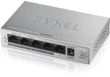 Коммутатор Zyxel GS1005HP Switch PoE +, 5xGE (4xPoE +), desktop, metal, silent, PoE budget 60 W