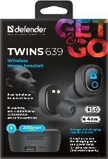 Гарнитура DEFENDER TWINS 639 BLACK 63639
