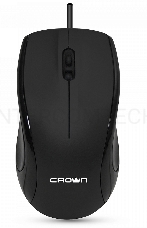 Мышь CROWN CMM-31 (Black)  (3 кнопки; 1000DPI; Длина провода: 1.3м; USB; Soft-touch пластик ,Plug & Play)