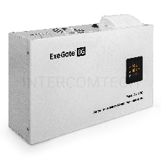 Стабилизатор напряжения ExeGate Master AV-10000 (10000ВА, 140-260В, цветной дисплей, 220В±8%, КПД 98%, 5 уровней защиты, задержка, усиленный метал.корпус, клем.колодка+евророзетка, RTL)