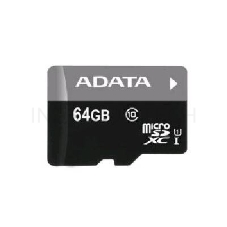 Флеш карта microSDXC 64GB ADATA  UHS-1 CL10 (AUSDX64GUICL10-RA1) + SD adaptor