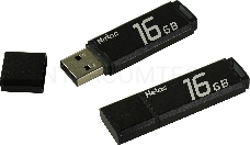 Флеш Диск Netac U351 16Gb <NT03U351N-016G-30BK>, USB3.0, с колпачком, металлическая чёрная