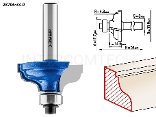 Фреза ЗУБР 28706-34.9  кромочная калевочная №5 d= 34.9мм дл.-14.5мм рад.-4.8мм хв.-8мм d-12.7мм