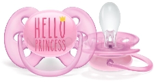 Пустышка ultra soft, Hello princess, 6-18 мес, 1 шт, для девочек