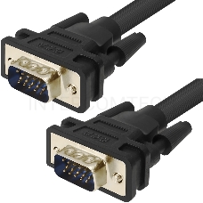 Кабель Greenconnect SVGA 15.0м чёрный, позолоченные контакты, ферритовые кольца, OD8.0mm. 15M / 15M Premium GCR-VM2VM2-15.0m, 28/28 AWG, двойной экран Greenconnect Кабель SVGA 15.0м чёрный, позолоченные контакты, ферритовые кольца, OD8.0mm. 15M / 15M Prem