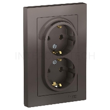 Розетка 2-м ATLAS DESIGN с заземл. 16А в сборе мокко SchE ATN000624