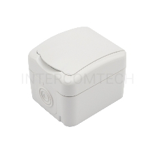 Розетка одноместная KRANZ Mini OG открытой установки с заземлением, IP54 белая