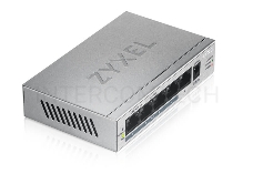 Коммутатор Zyxel GS1005HP Switch PoE +, 5xGE (4xPoE +), desktop, metal, silent, PoE budget 60 W