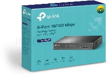 Коммутатор TP-Link 8-Port 10/100Mbps Unmanaged Switch with 4-Port PoE, metal case, desktop mount, PoE budget 41W.