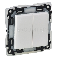 Выключатель Valena LIFE IP44.  двухклавишный 10А 250В IP44 с лицевой панелью. Безвинтовые зажимы. Белый Valena LIFE IP44. Выключатель двухклавишный 10А 250В IP44 с лицевой панелью. Безвинтовые зажимы. Белый