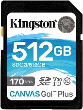 Флеш карта SD 512GB Kingston SDXC Class 10 UHS-I U3 V30 Canvas Go Plus 170MB/s