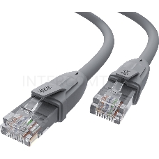 Патч-корд прямой GCR 30.0m UTP кат.6, серый, 24 AWG, литой, ethernet high speed, RJ45, T568B