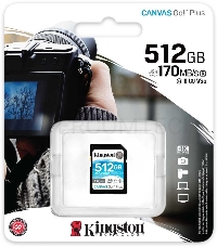 Флеш карта SD 512GB Kingston SDXC Class 10 UHS-I U3 V30 Canvas Go Plus 170MB/s