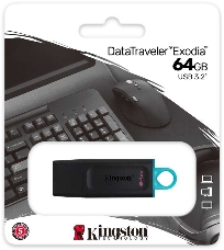 Флеш накопитель KINGSTON 64GB USB3.2 Gen 1 DataTraveler Exodia (Black + Teal)