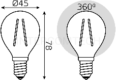 Лампа филам. Gauss Filament 11Вт цок.:E14 шар 220B 4100K св.свеч.бел.ней. (упак.:10шт) (105801211)