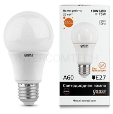 Лампа светодиодная GAUSS Elementary 23210  LED A60 E27 10W 2700K 1/40