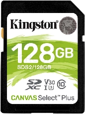 Флеш карта SDHC 128Gb Class10 Kingston <SDS2/128GB>, Canvas Select 100R CL10 UHS-I