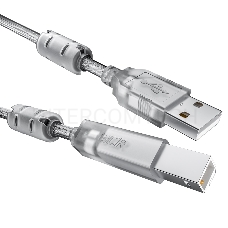 Кабель GCR PROF 5.0m USB 2.0, AM/BM, прозрачный, ферритовые кольца, 28/24 AWG, экран, армированный, морозостойкий, GCR-52426 GCR Кабель PROF 5.0m USB 2.0, AM/BM, прозрачный, ферритовые кольца, 28/24 AWG, экран, армированный, морозостойкий, GCR-52426