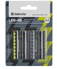 Батарейка DEFENDER BATTERY ALKALINE AA 1.5V/LR6-4B 4PCS 56012