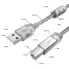 Кабель GCR PROF 5.0m USB 2.0, AM/BM, прозрачный, ферритовые кольца, 28/24 AWG, экран, армированный, морозостойкий, GCR-52426 GCR Кабель PROF 5.0m USB 2.0, AM/BM, прозрачный, ферритовые кольца, 28/24 AWG, экран, армированный, морозостойкий, GCR-52426