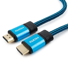 Кабель HDMI Cablexpert, серия Gold, 7,5 м, v1.4, M/M, синий, позол.разъемы, алюминиевый корпус, нейлоновая оплетка, коробка