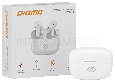 Гарнитура вкладыши Digma TWS-19 белый беспроводные bluetooth в ушной раковине (TWS19W)