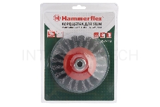 Кордщетка Hammerflex 207-113 125мм M14  радиальная витая жесткая, усиленная кольцом, для УШМ с накло    