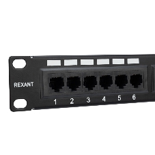 Rexant Патч-панель 19, 1U, 24 порта RJ-45, категория 5e, UTP неэкранированная, черная