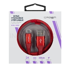 Кабель Crown USB - USB Type-C CMCU-3103C red