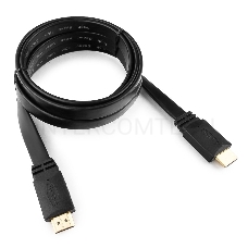 Кабель HDMI Gembird/Cablexpert , 1.8м, v1.4, 19M/19M, плоский кабель, черный, позол.разъемы, экран(CC-HDMI4F-6)