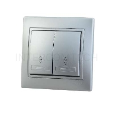 Выключатель проходной 2-кл. СП Мира 10А IP20 метал. сер. LEZARD 701-1010-106