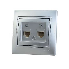 Розетка компьютерная 2-м СП Мира RJ45 метал. сер. Lezard 701-1010-141